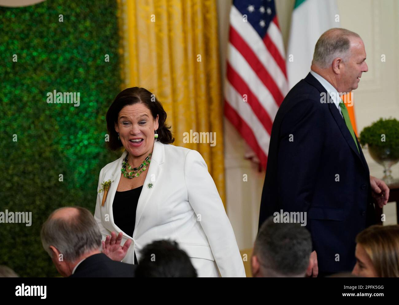 Sinn Fein Leader Mary Lou McDonald arrives for a St Patrick's Day ...