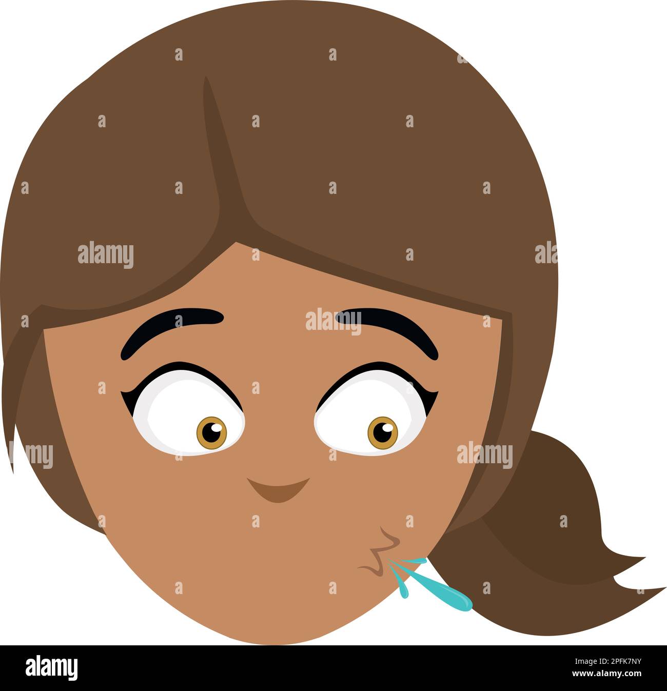 vector illustration face of a cartoon brunette girl spitting Stock Vector
