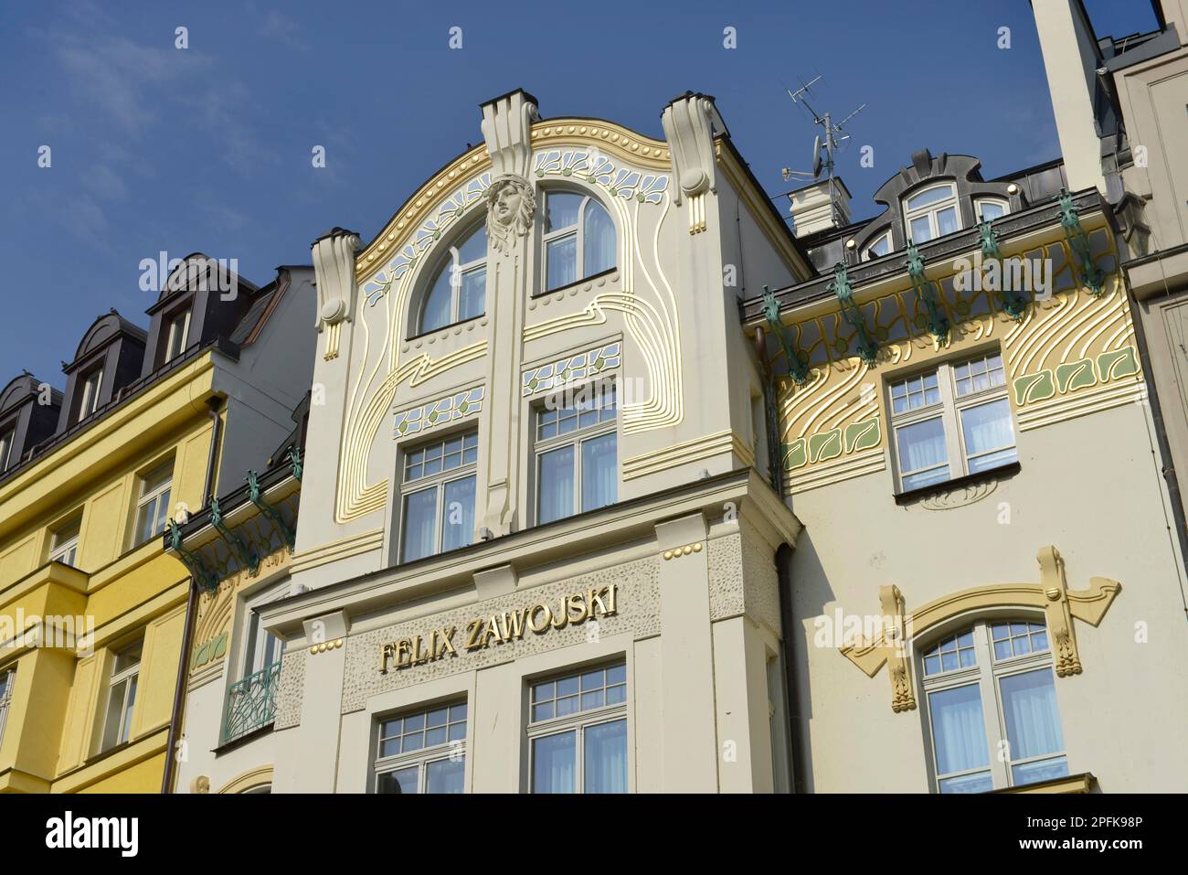 Art Nouveau House, Felix Zawojski, Karlovy Vary, Czech Republic Stock Photo