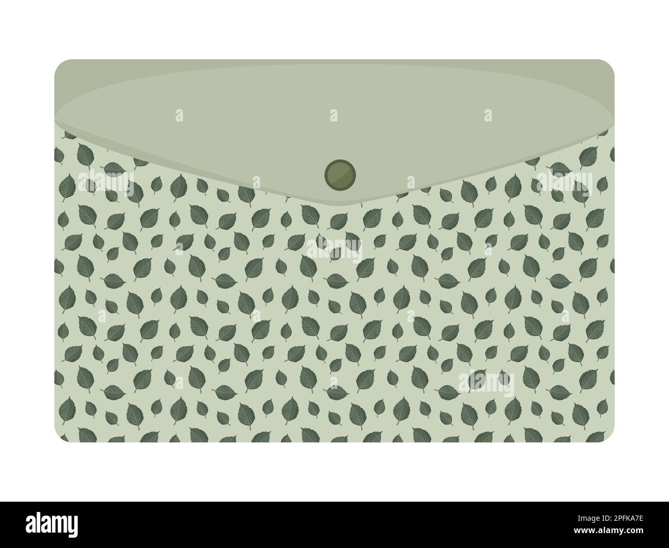 Green envelope with foliage pattern, monochrome illustration Stock Vector