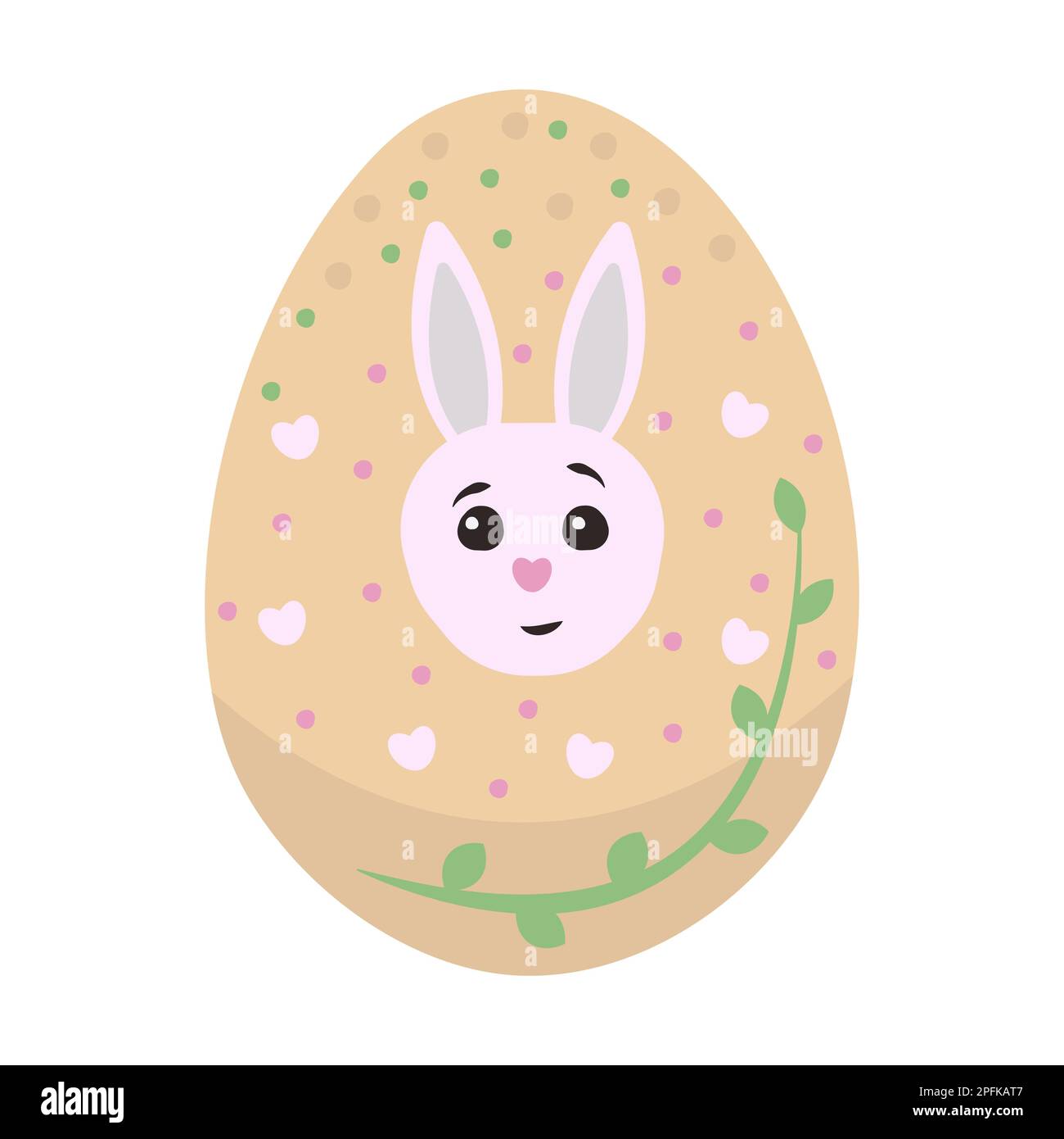Beige Easter egg with rabbit, colorful illustration Stock Vector