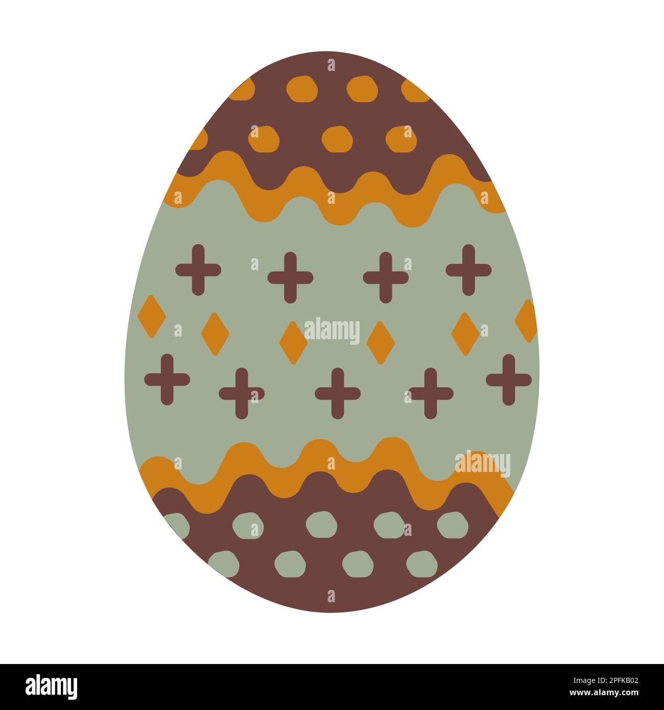 Green-brown easter egg with orange spots, illustration Stock Vector