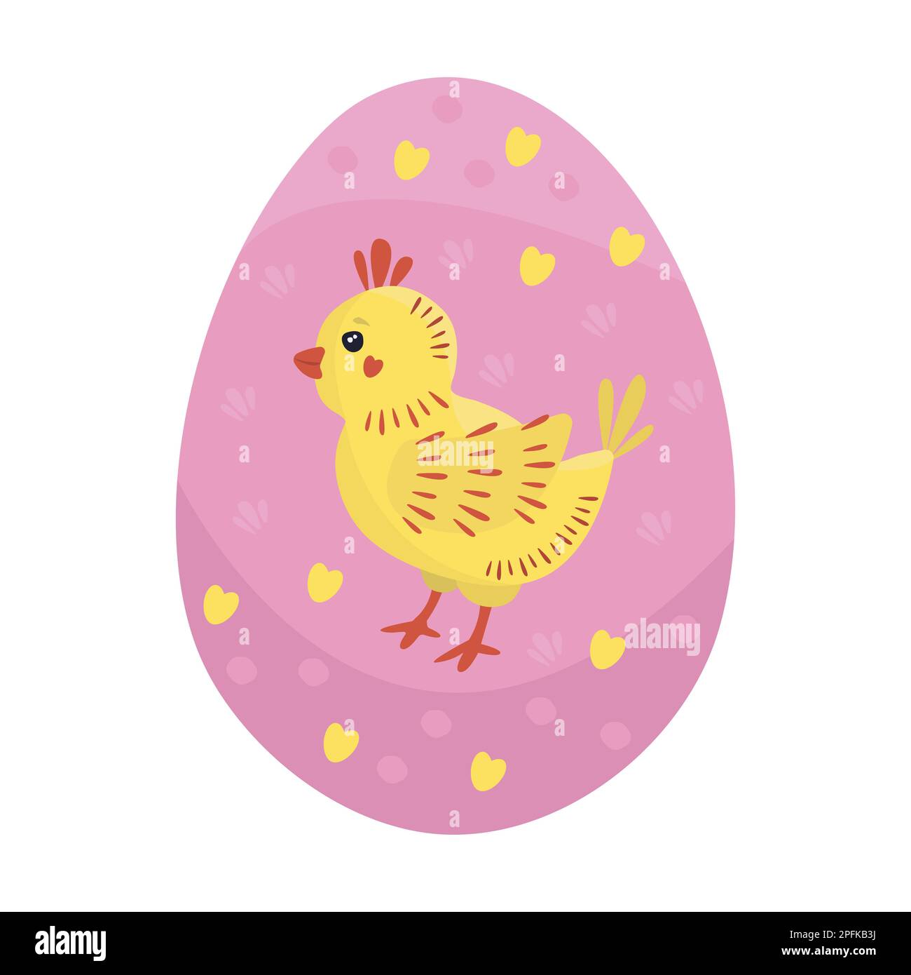 Pink easter egg with chick, colorful illustration Stock Vector