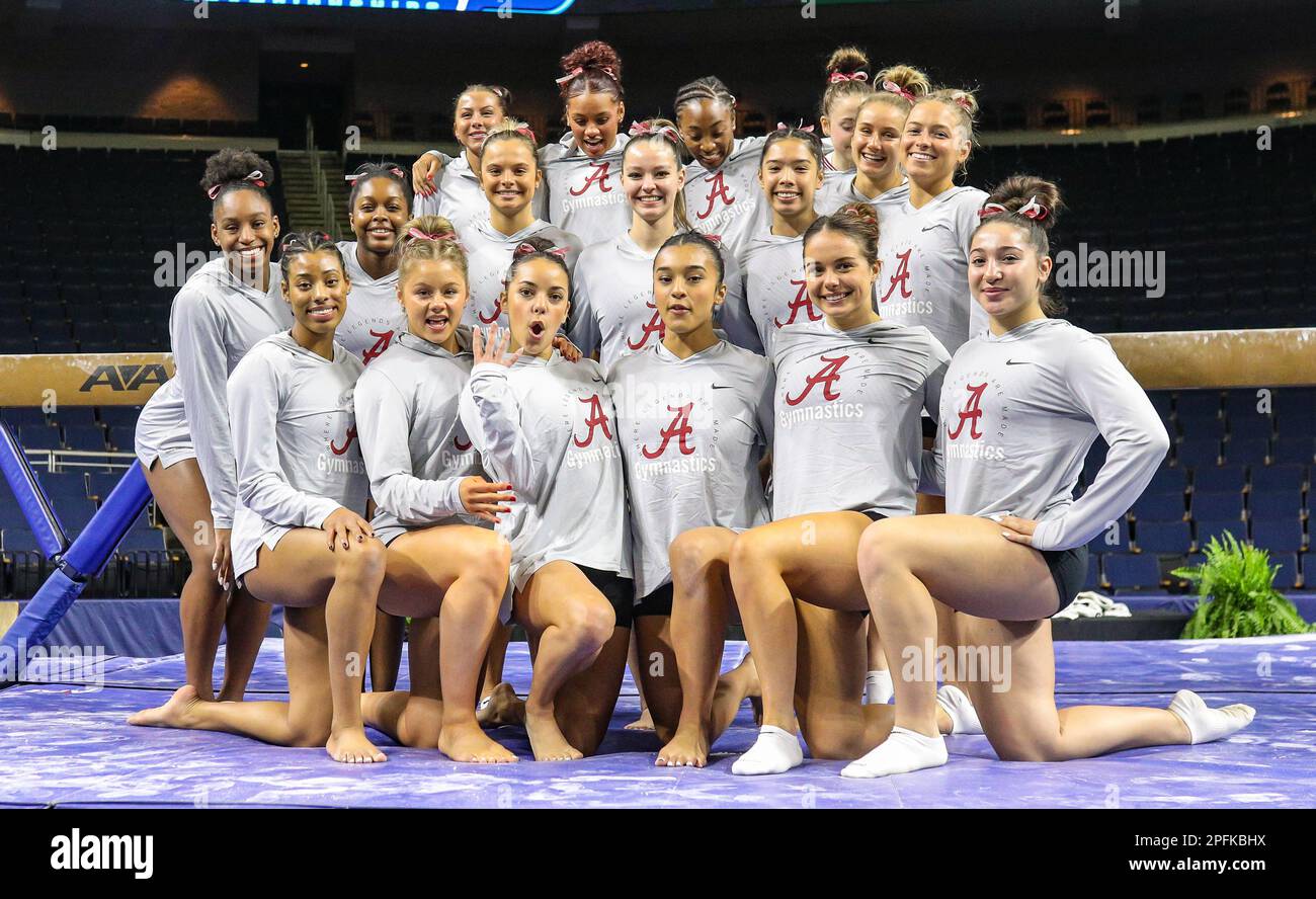 March 17, 2023 The Alabama gymnastics team poses for a photo during