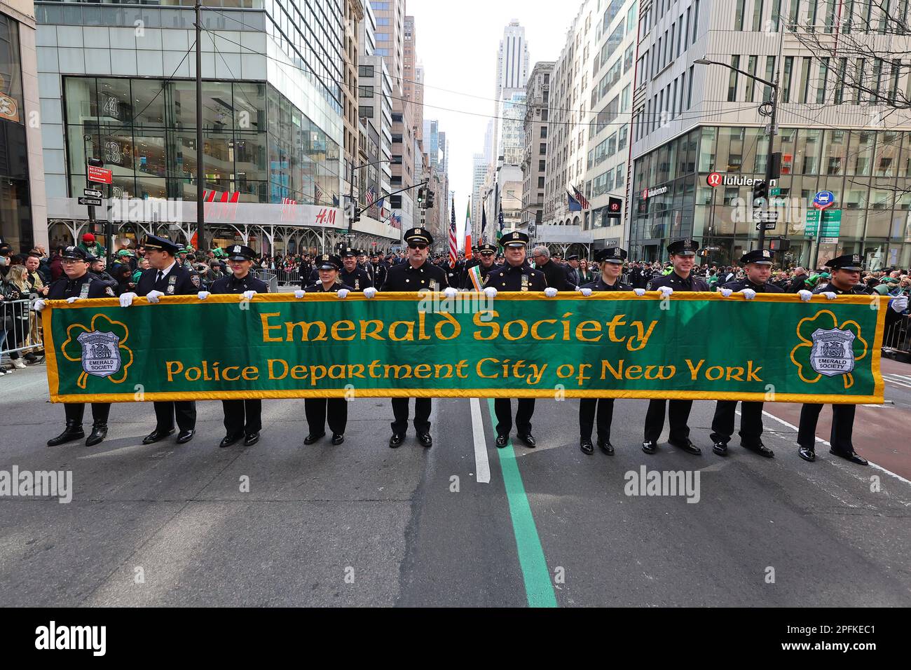 The Police Department Emerald Society Pipes & Drums performs during the