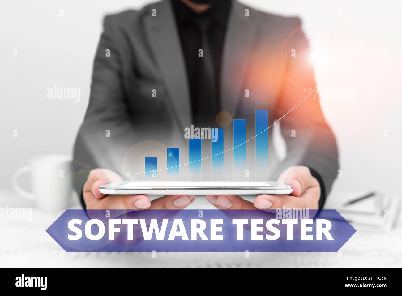 Sign displaying Software Tester. Business overview implemented to