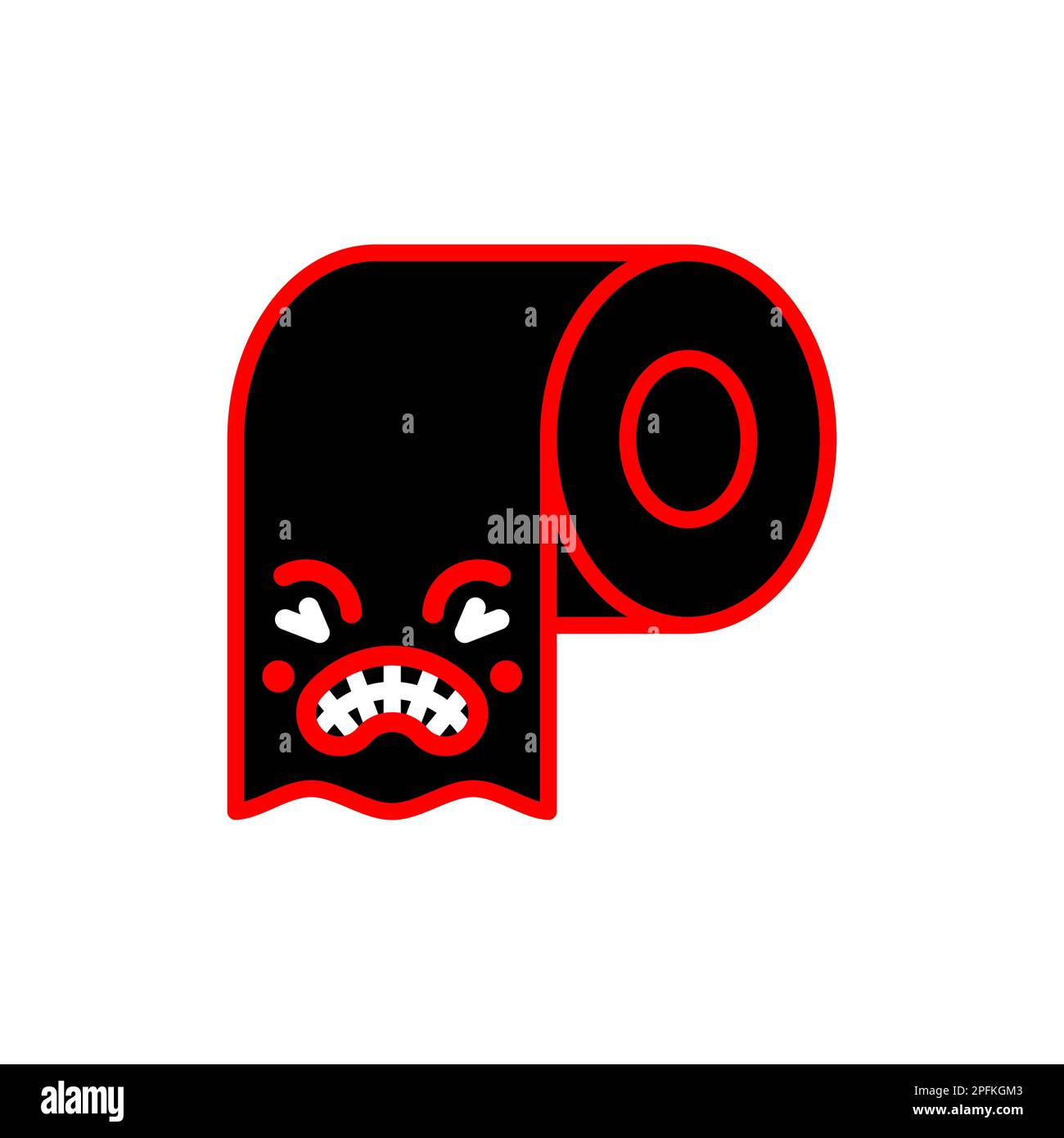 Toilet paper angry. Concept of unwillingness to do one's job Stock Vector