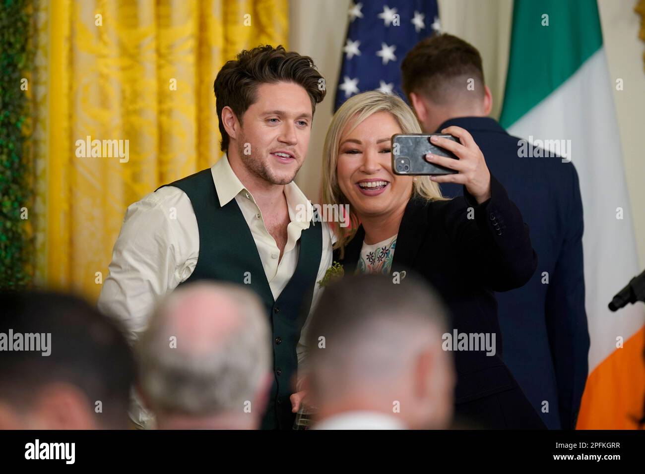 Niall Horan (left) with Sinn Fein vice president Michelle O'Neill ...