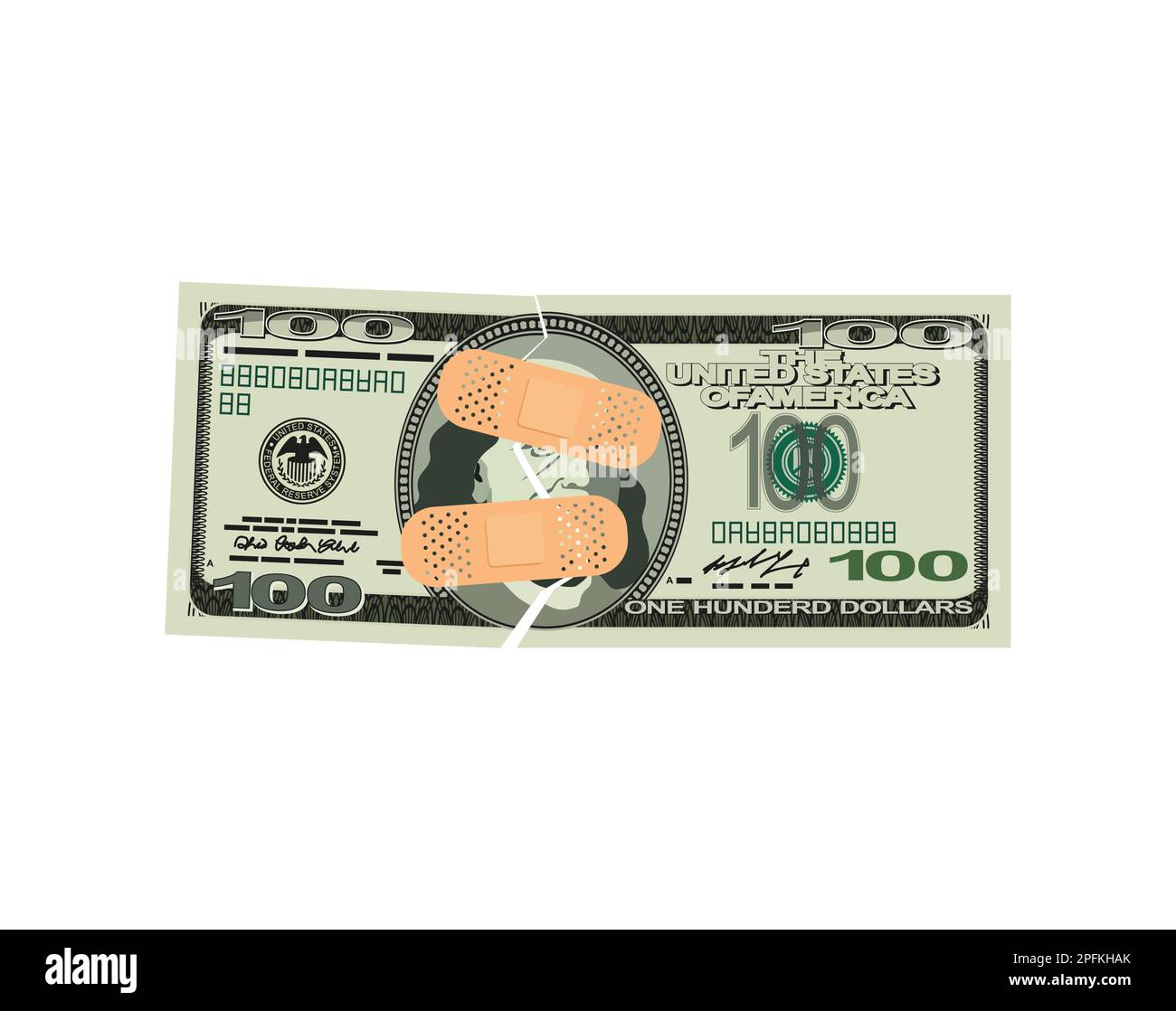 Dollar with bandaid. Caring and helping money Stock Vector Image & Art