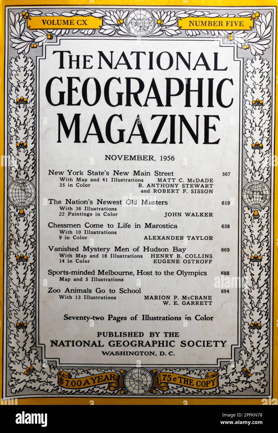 National Geographic magazine cover November 1956 Stock Photo Alamy