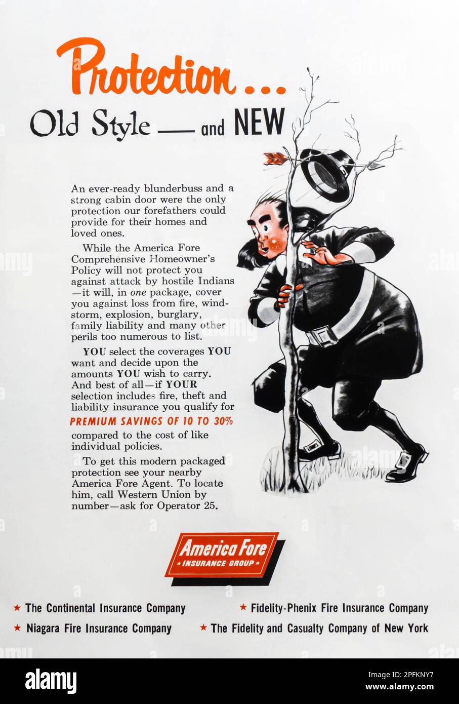 America Fore insurance advert in a Natgeo magazine, november 1956 Stock ...