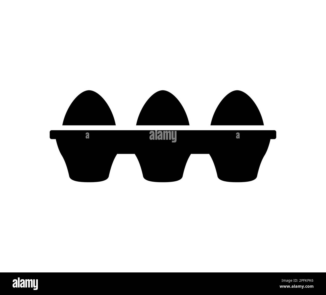 Vector egg carton pack. Eggs container box cooking food cardboard black icon. Stock Vector