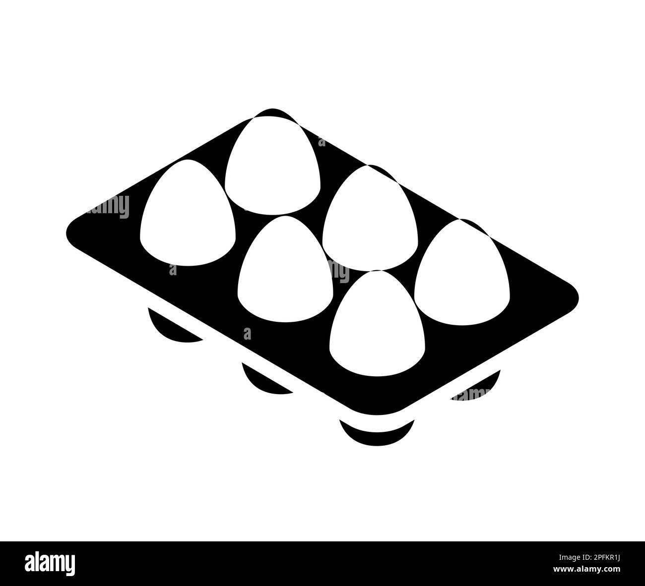 Vector egg carton isolated pack. Eggs container box cooking food cardboard black icon. Stock Vector