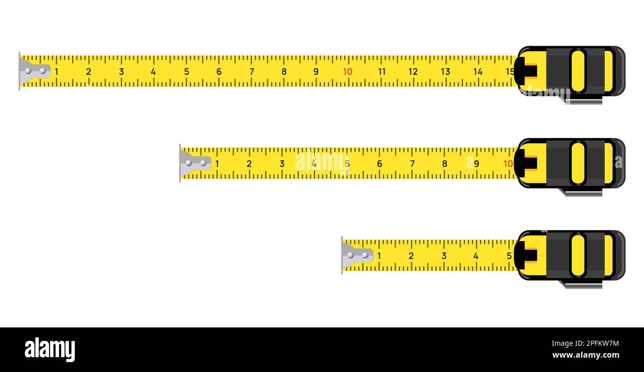 Yellow Measure Tape Vector. Measure Tool Equipment In Centimeters. Several  Variants, Proportional Scaled., Stock vector