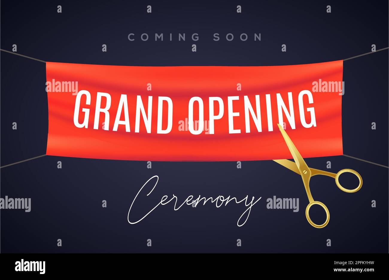Grand Opening ceremony poster concept invitation. Grand opening event