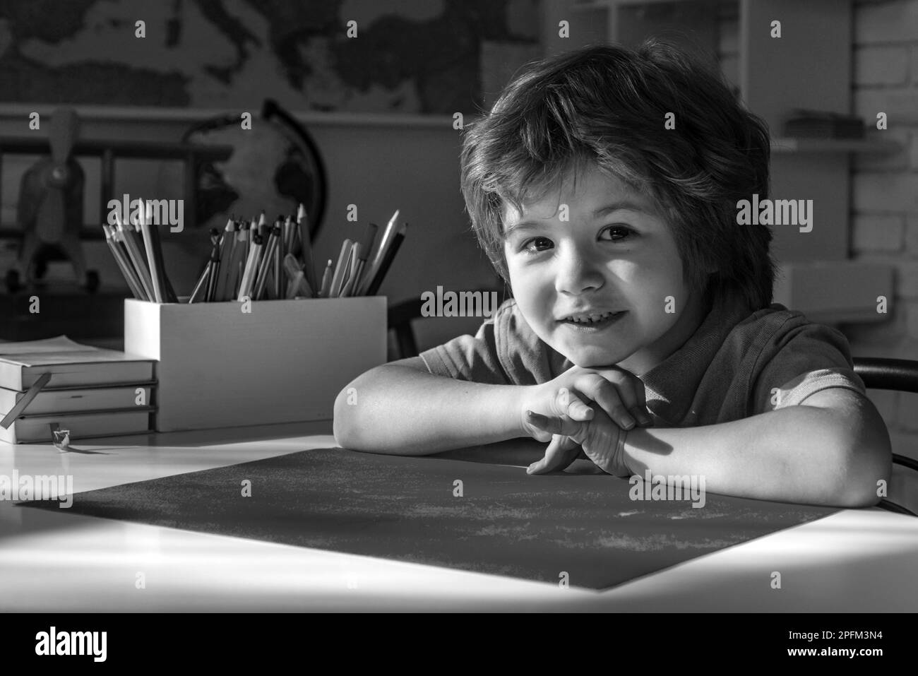 Kids from primary school. Little ready to study. Portrait of Pupil in