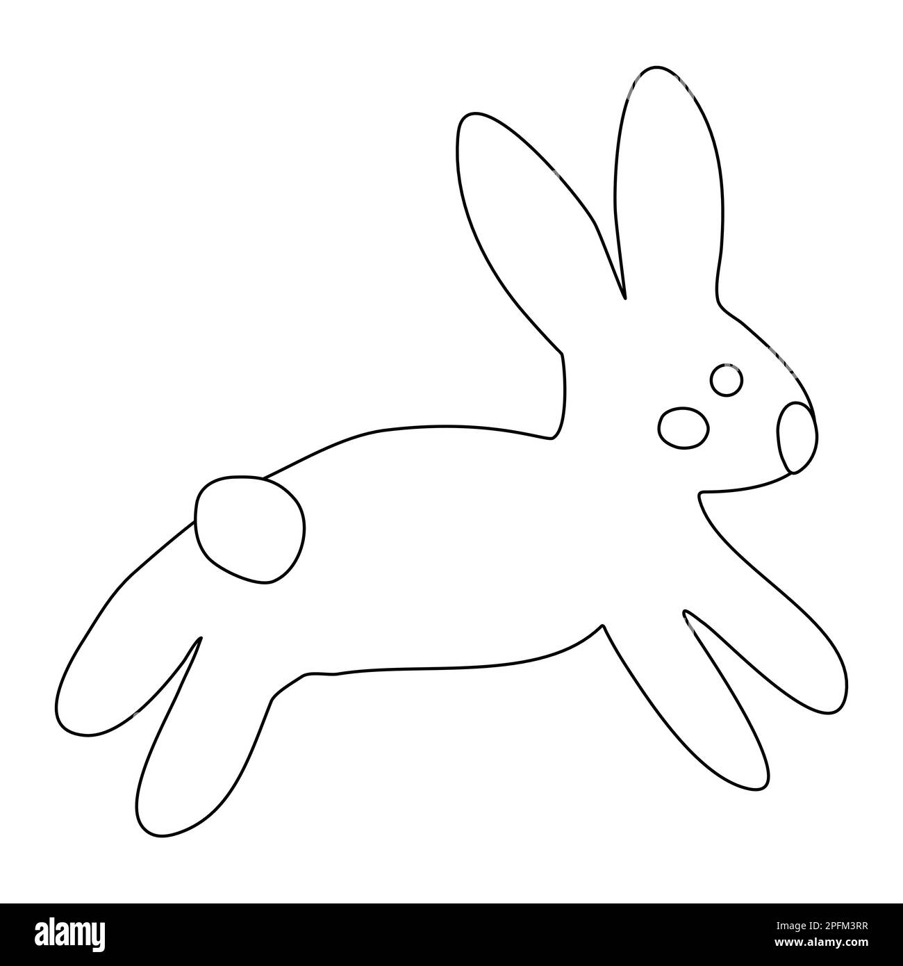 Hand drawn cute bunny, children print design rabbit, doodle style flat vector outline illustration for kids colouring book Stock Vector