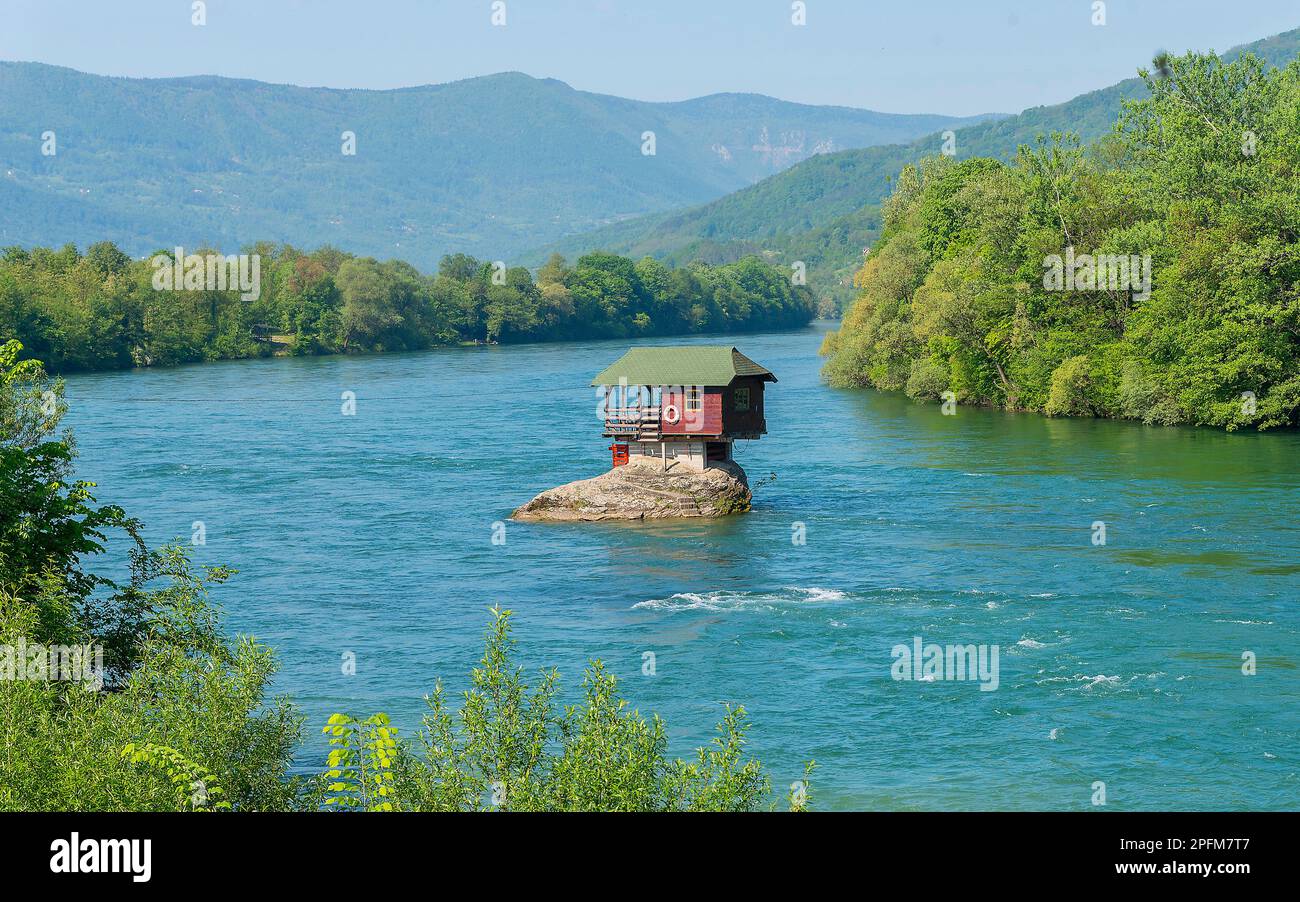 Drina River House, Bajina Basta, Serbia Stock Photo