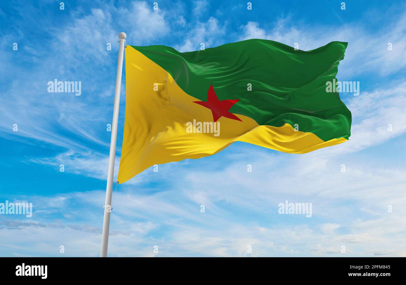 flag of French Creole peoples French Guianans at cloudy sky background