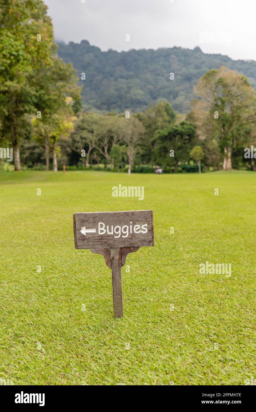 Beggy Sign Buggy parking sign at a golf resort, Bedugul, Gianyar, Bali, Indonesia ...