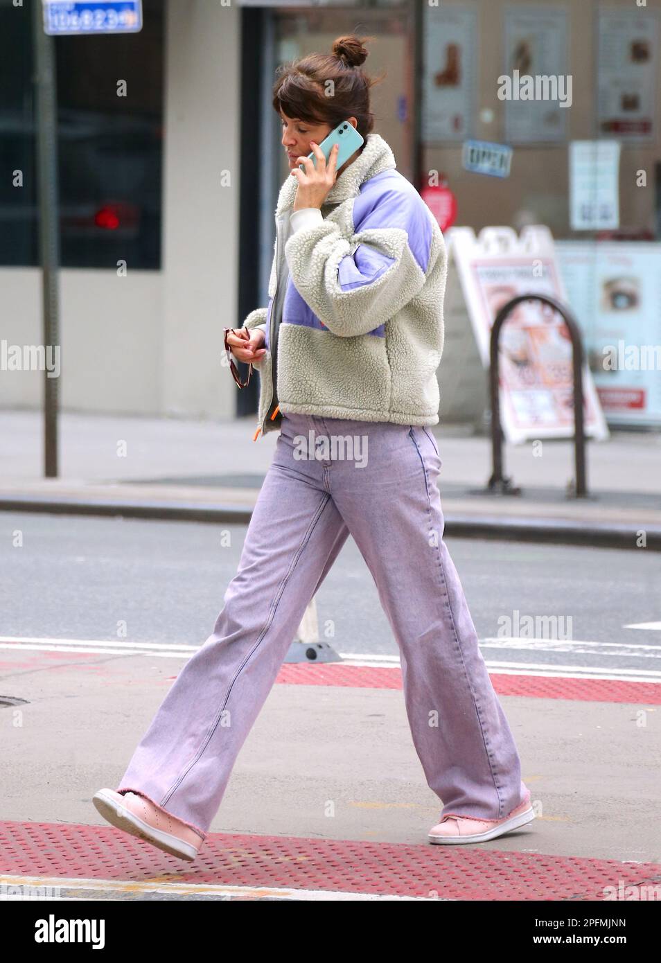 New York, USA. 17th Mar, 2023. Model Helena Christensen walks on the