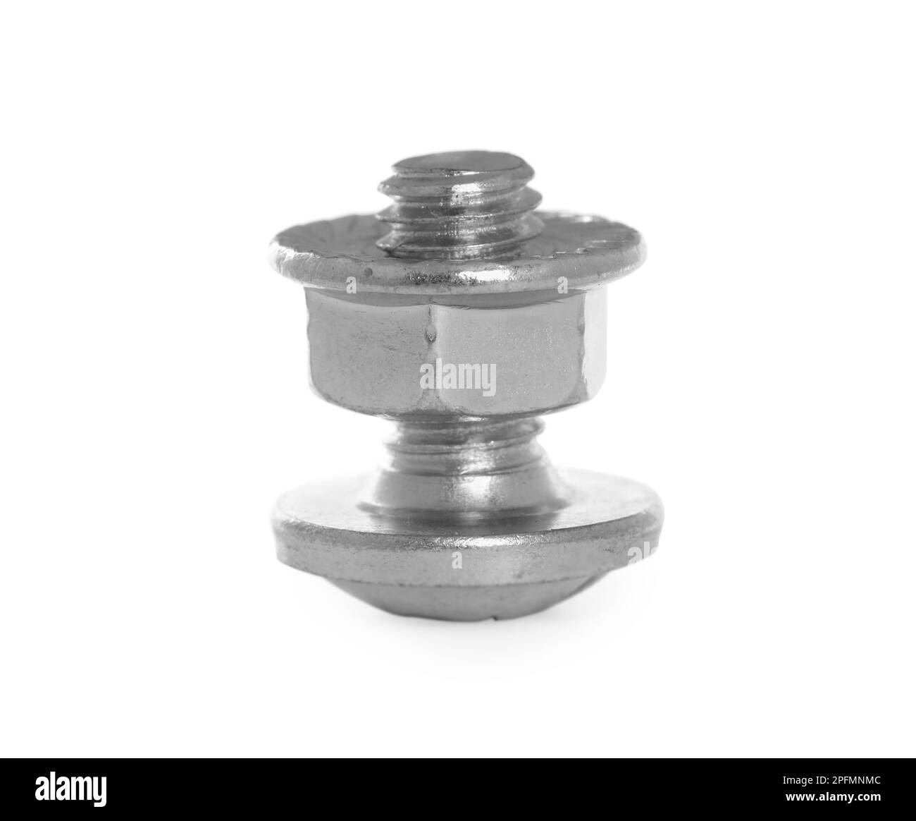 Metal carriage bolt with flange nut isolated on white Stock Photo Alamy