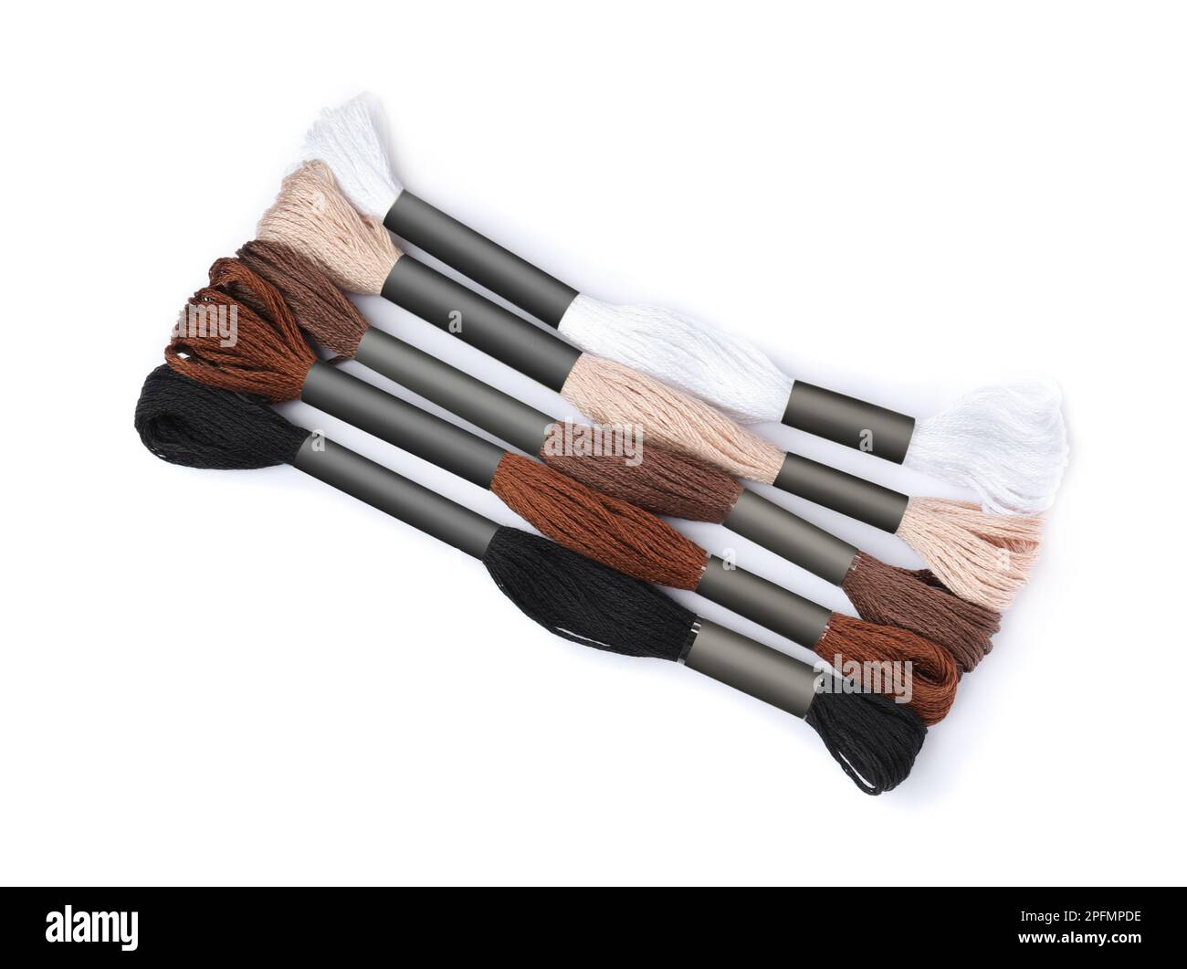 Top View Thread Set of colorful embroidery threads on white background, top view Stock ...