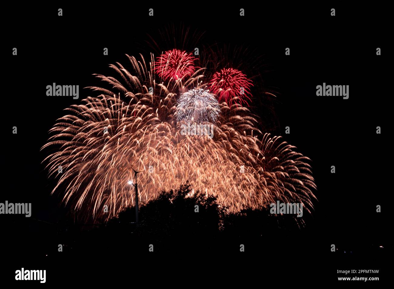 Fireworks in Seoul International Fireworks Festival. At night on Han River in Seoul, South Korea Stock Photo