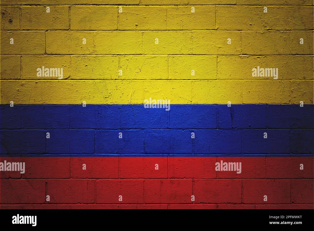 Flag of Colombia painted on a cinder block wall Stock Photo - Alamy