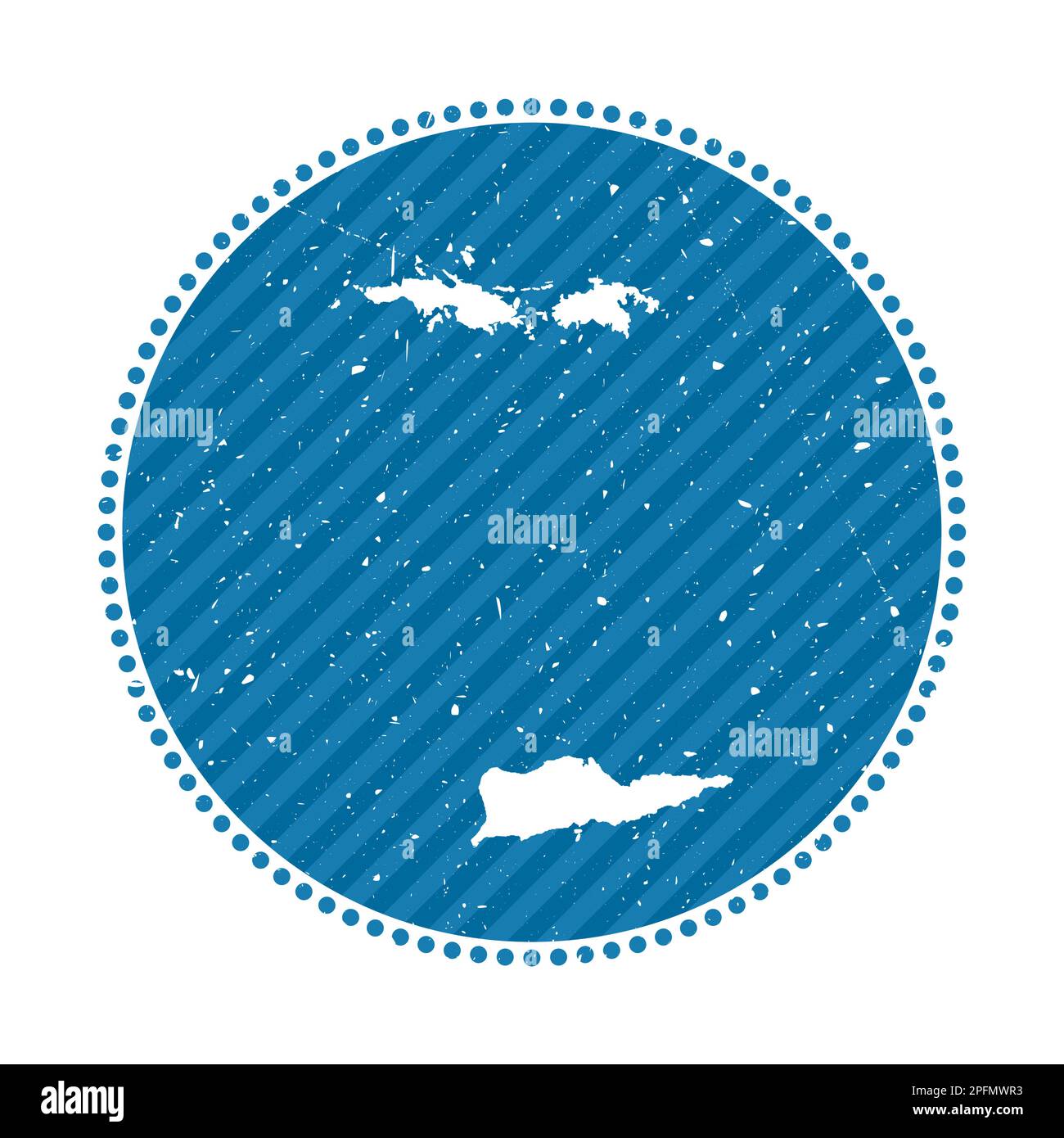 Virgin Islands striped retro travel sticker. Badge with map of island ...