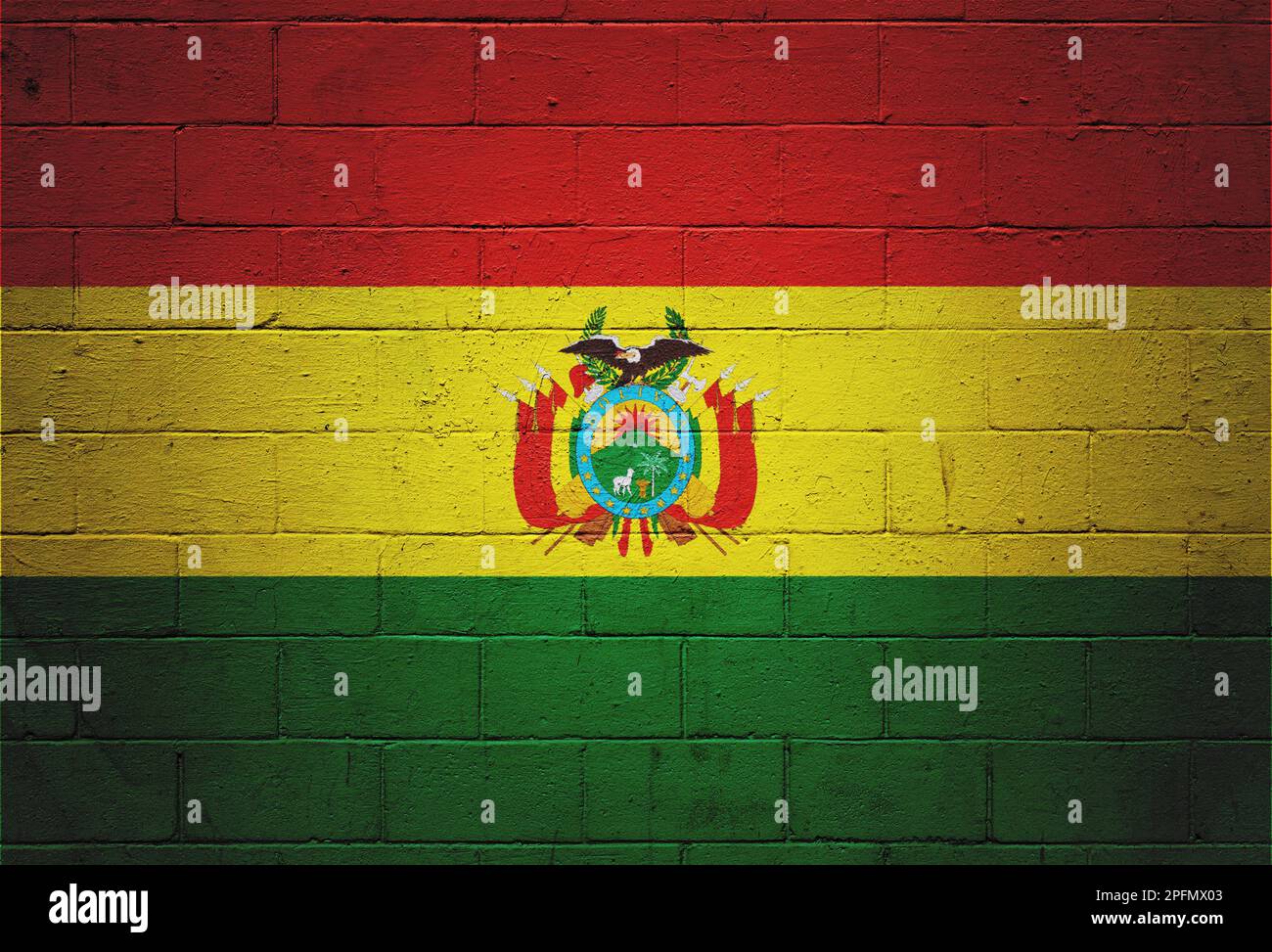 Flag of Bolivia painted on a cinder block wall Stock Photo - Alamy