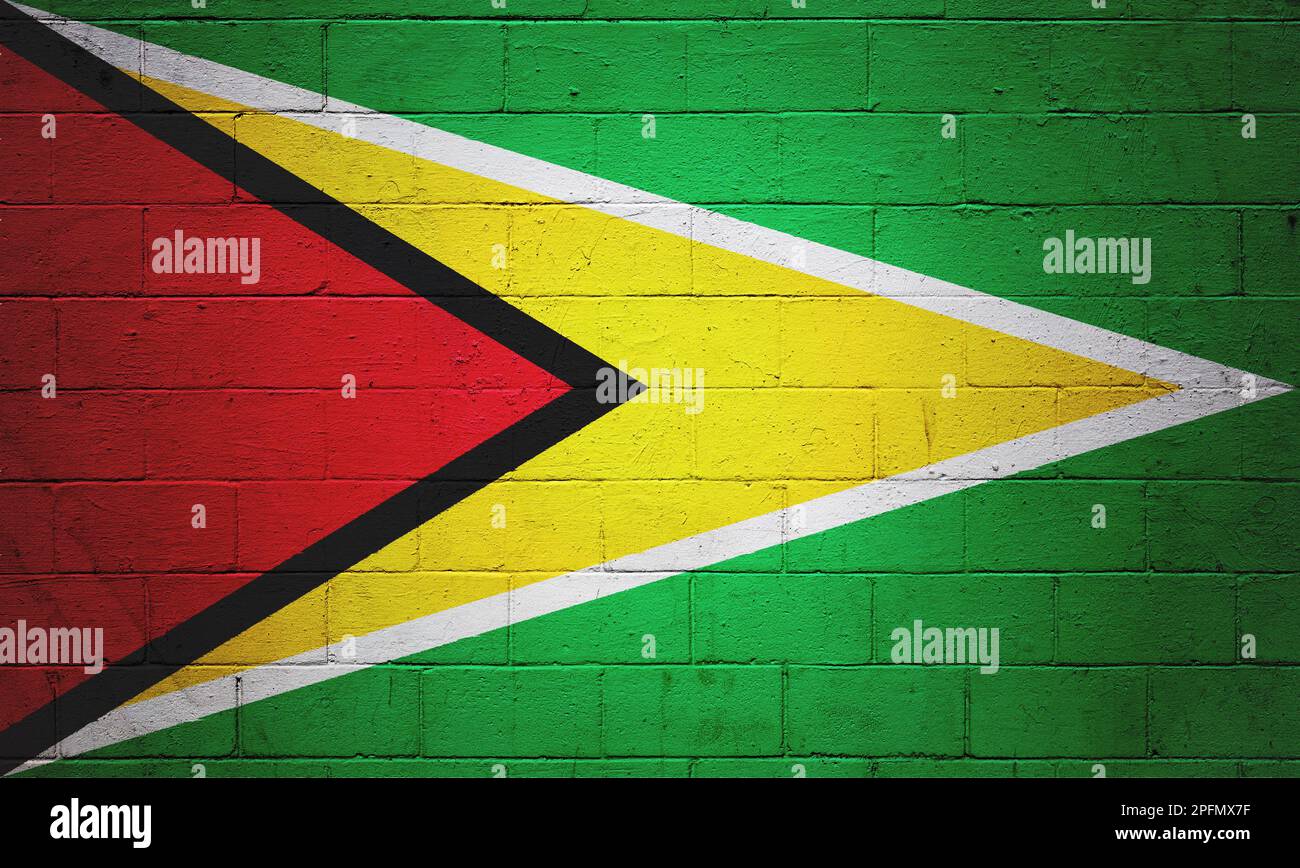 Flag of Guyana painted on a cinder block wall Stock Photo - Alamy
