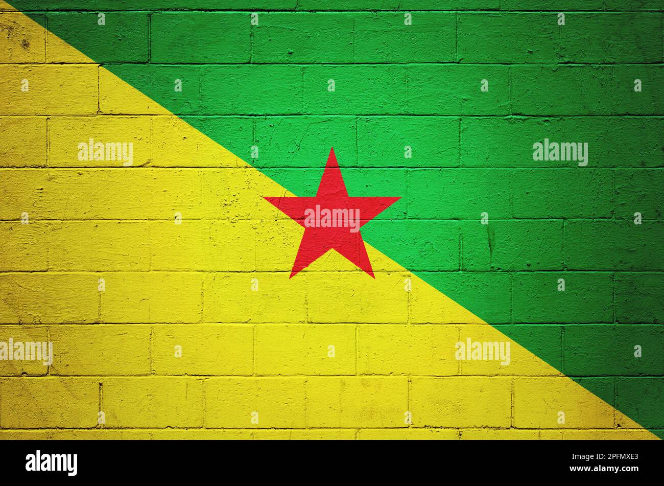 Flag of French Guyana painted on a cinder block wall Stock Photo - Alamy