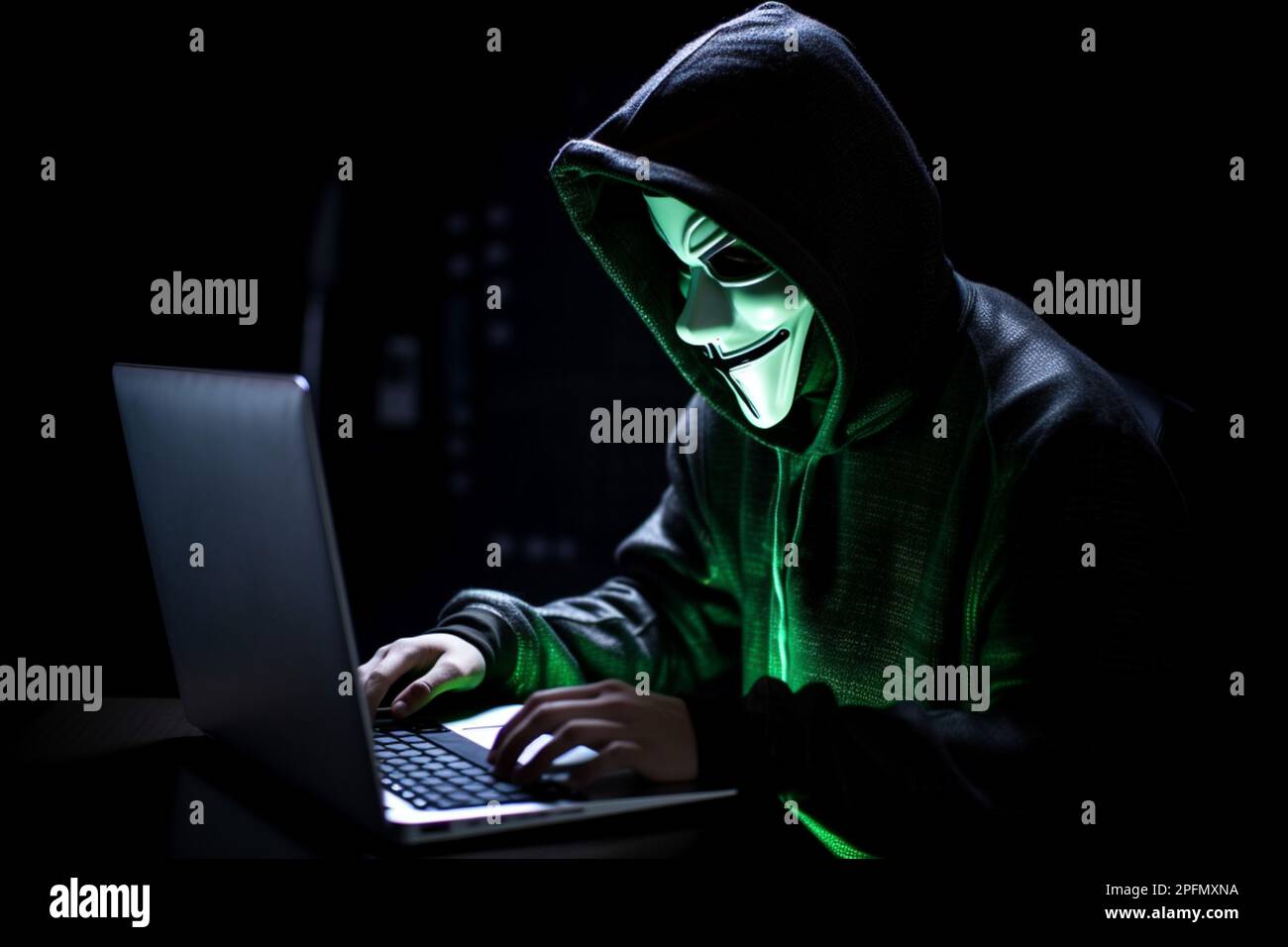hacker man typing on laptop, hacking computer system terrorist with ...