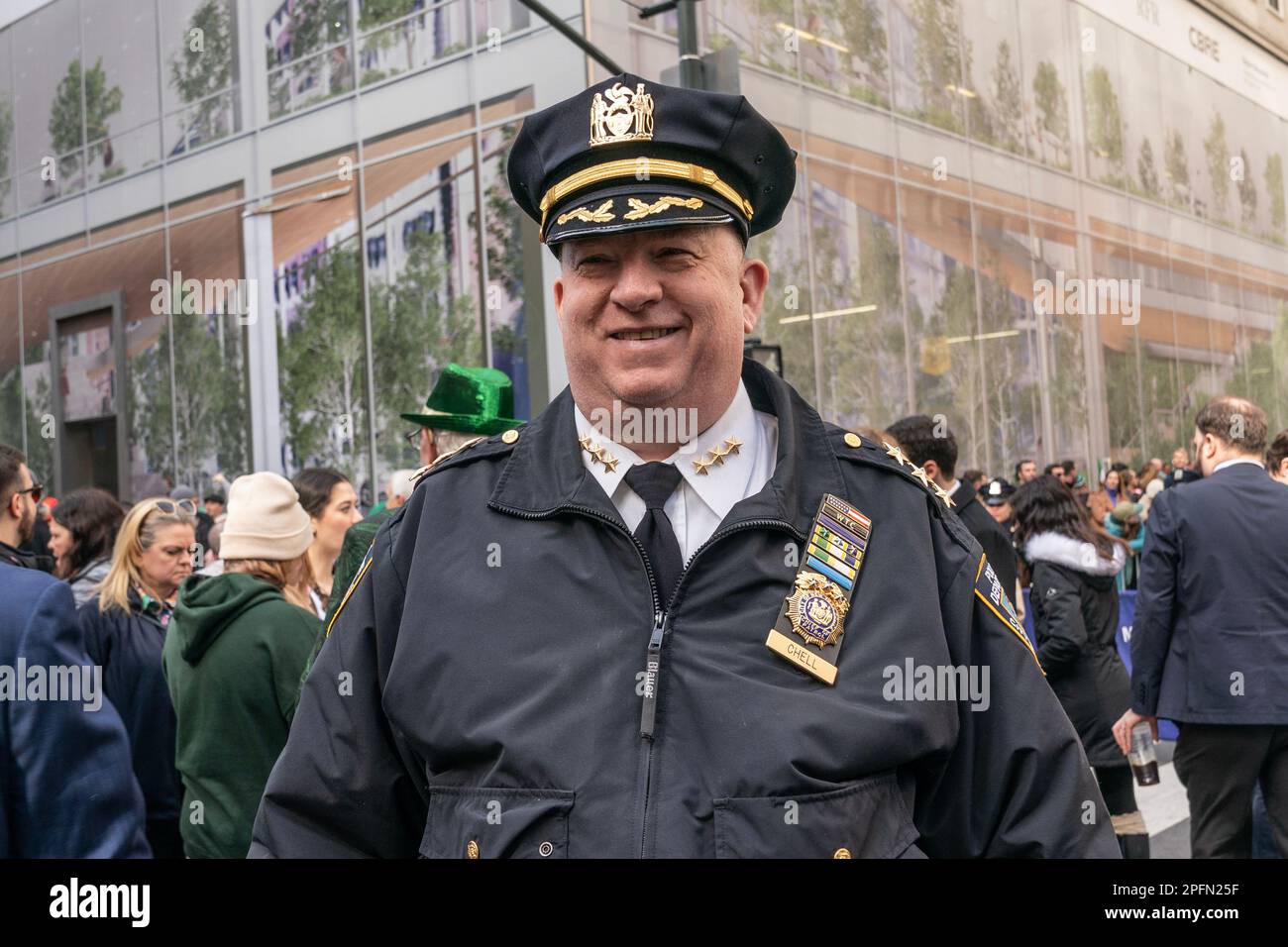 NYPD Chief of Patrol John Chell attends annual St. Patrick's Day Parade on 5th Avenue in New York on March 17, 2023 Stock Photo