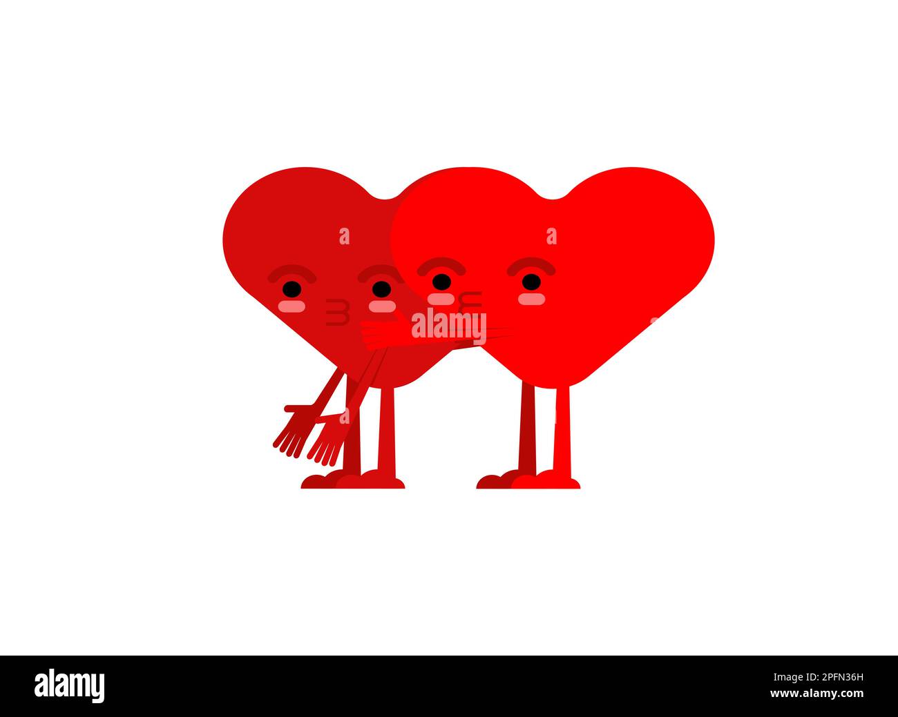 Hearts quarrels and reconciles. Two love are arguing. Concept of discord in relationships. Quarrel of lovers. couple reconcile Stock Vector