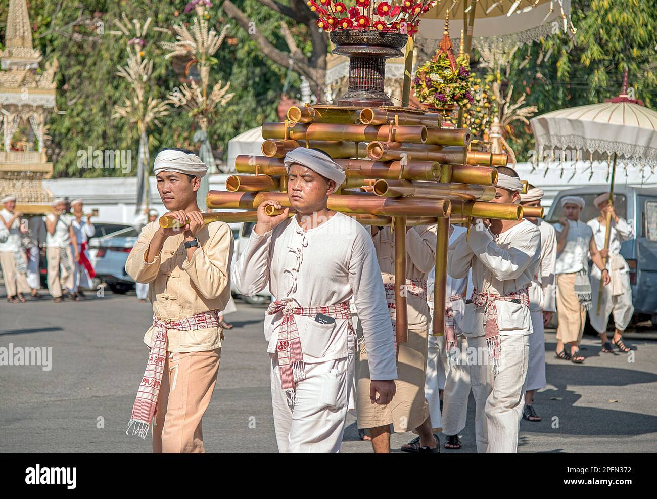 Funeral Procession from Wat Phra Singh, Chiang Mai Thailand Stock Photo