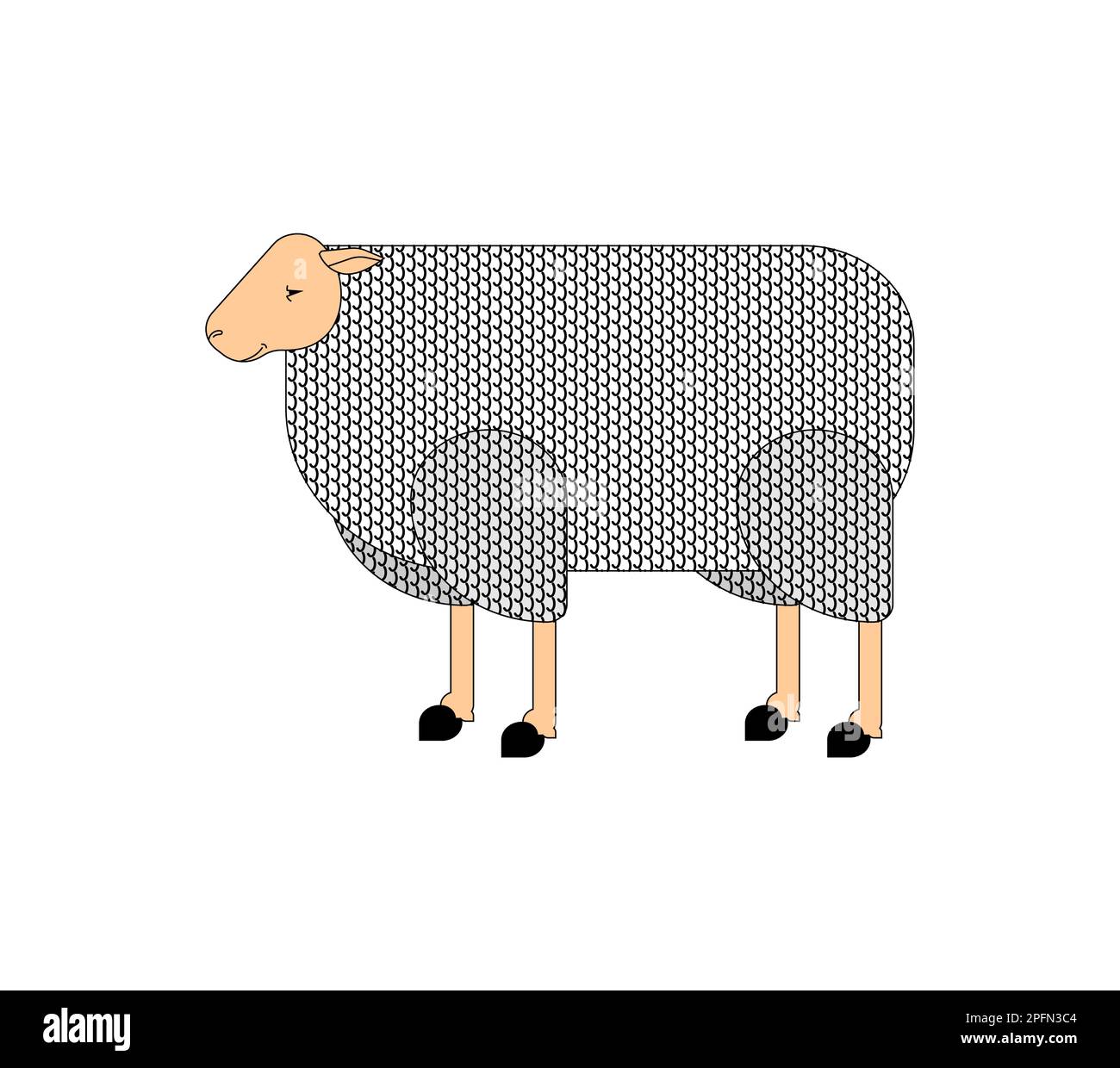Sheep linear illustration. ewe isolated. Vector illustration Stock Vector