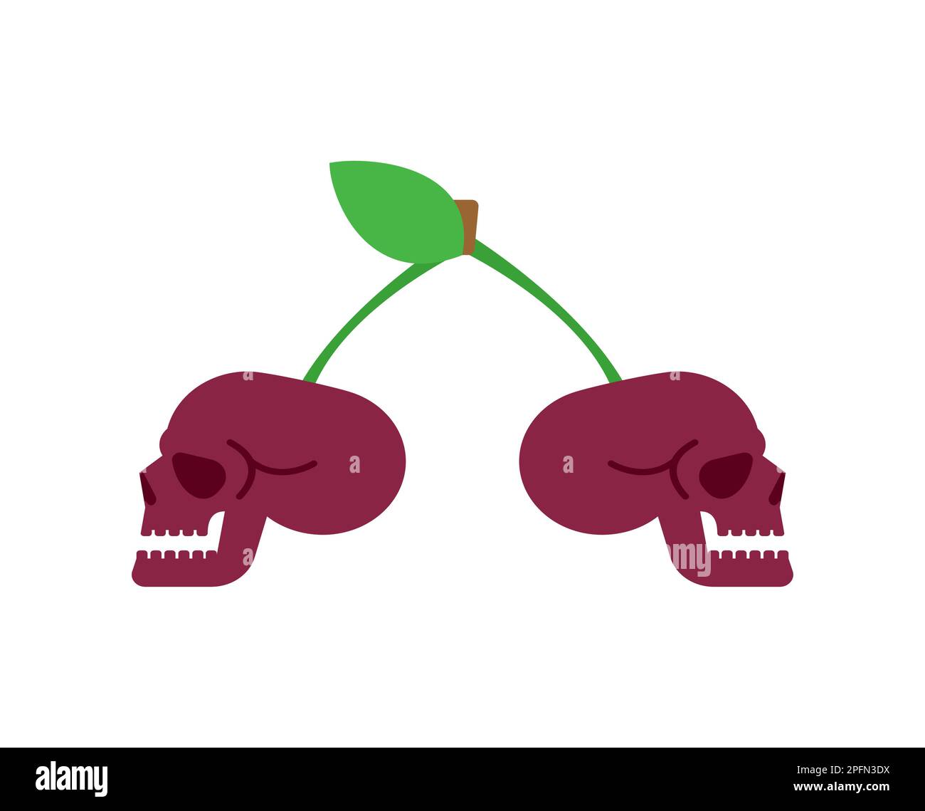 Cherry Scull isolated. Cherries skeleton head. Vector illustration Stock Vector