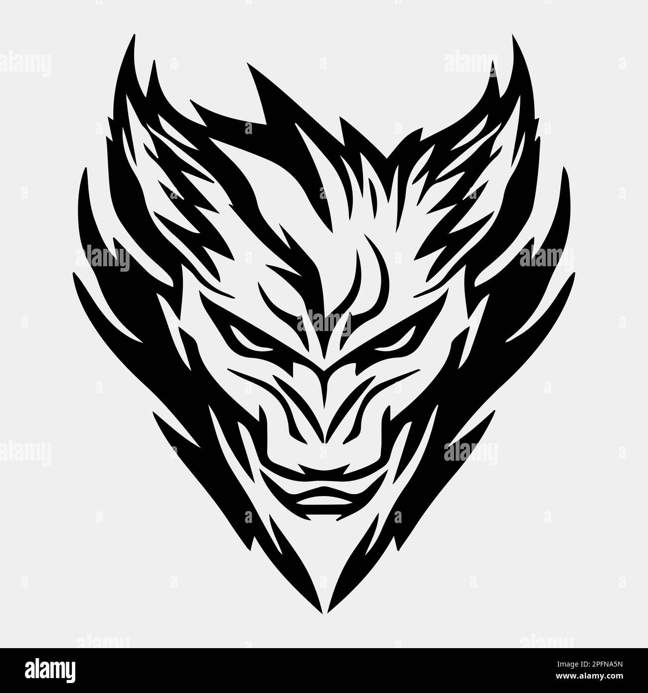 werewolf head tribal tattoo silhouette Stock Vector