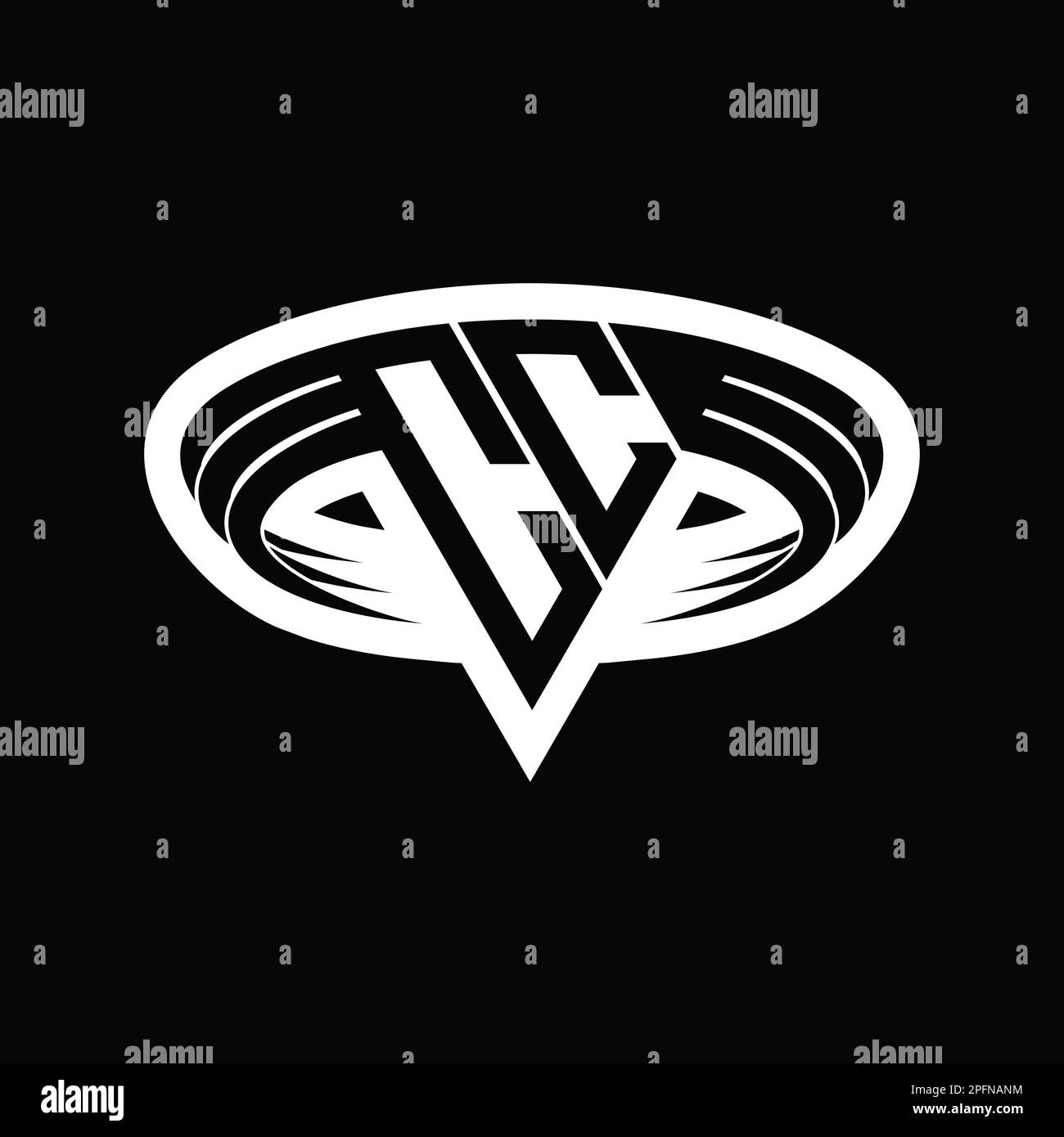 CC Logo monogram letter with triangle shape slice isolated outline ...