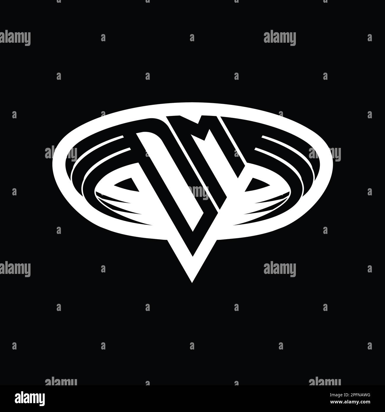 DM Logo monogram letter with triangle shape slice isolated outline ...