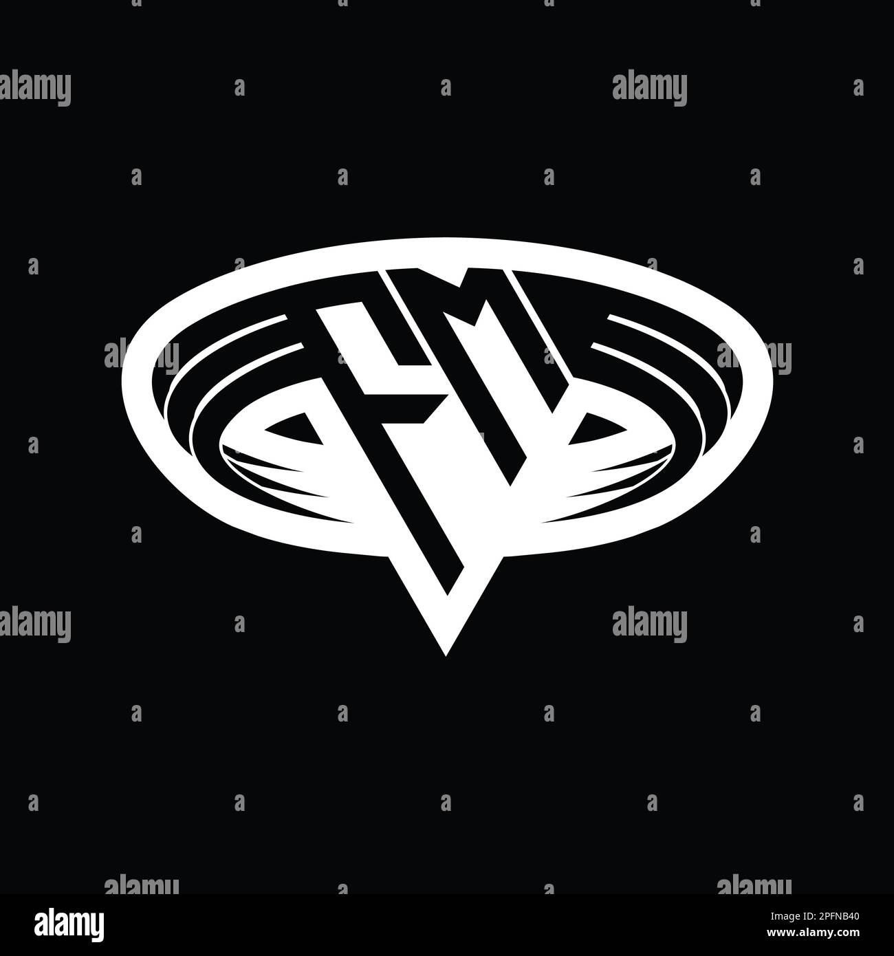 FM Logo monogram letter with triangle shape slice isolated outline ...