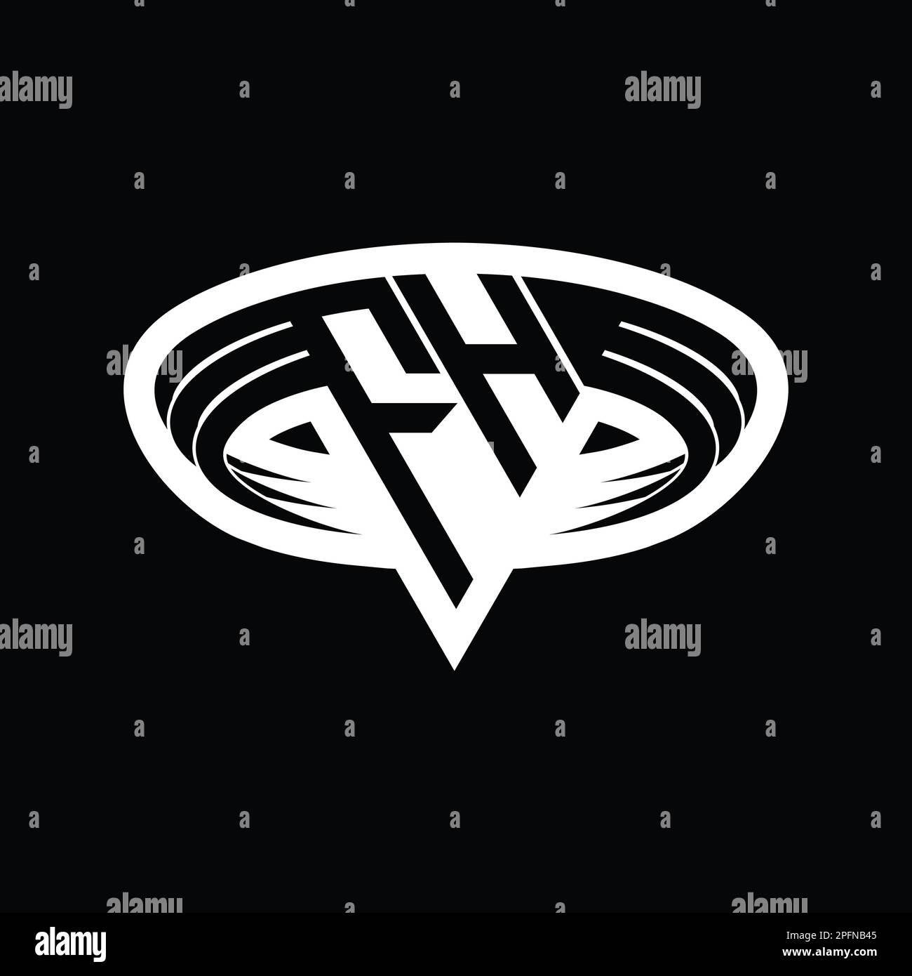 FH Logo monogram letter with triangle shape slice isolated outline ...