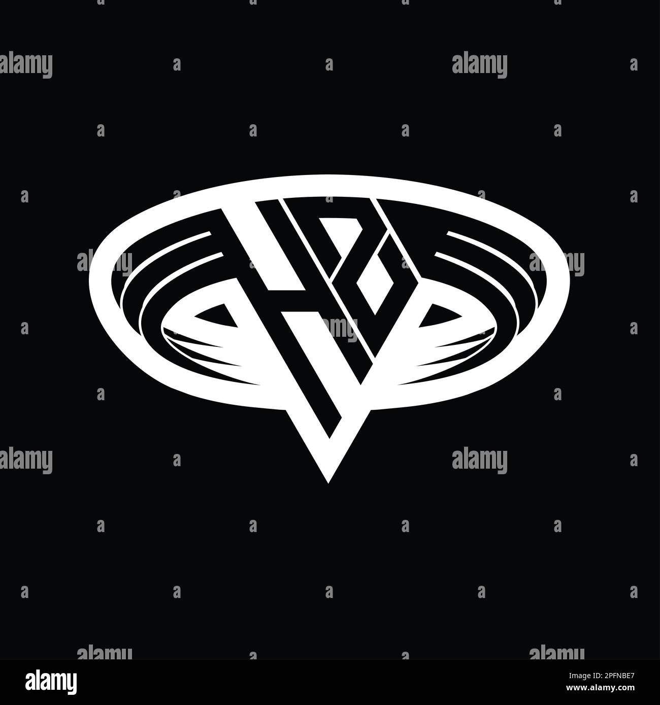 HZ Logo monogram letter with triangle shape slice isolated outline ...