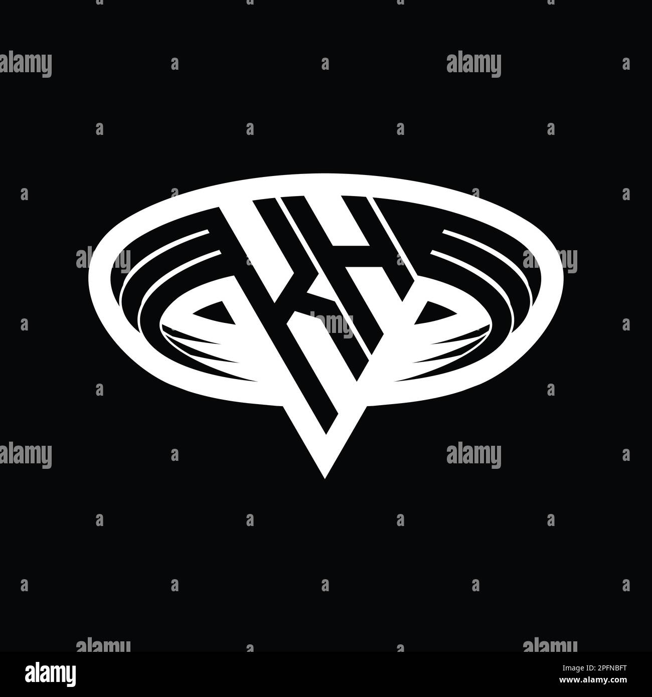 KH Logo monogram letter with triangle shape slice isolated outline ...
