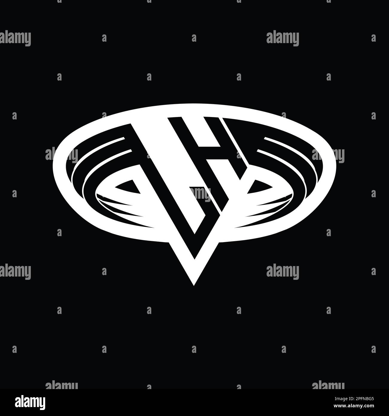 LH Logo monogram letter with triangle shape slice isolated outline ...