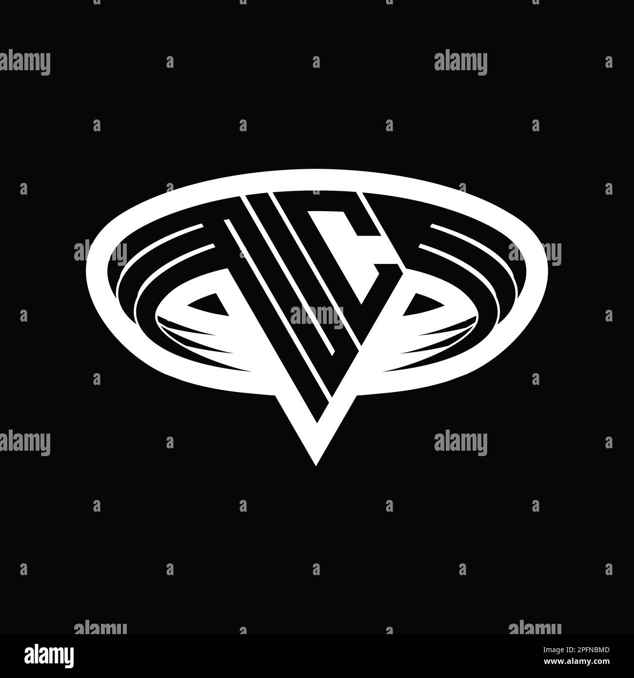 NC Logo monogram letter with triangle shape slice isolated outline ...