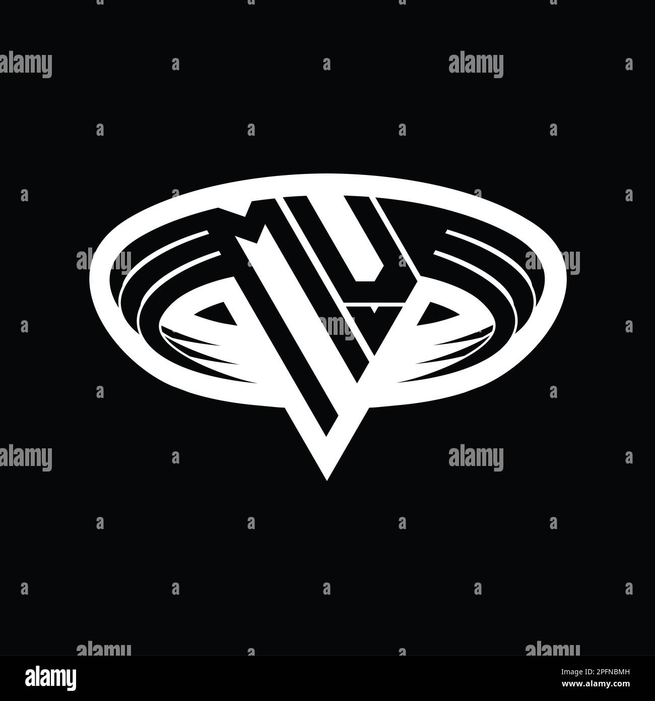 MV Logo monogram letter with triangle shape slice isolated outline ...