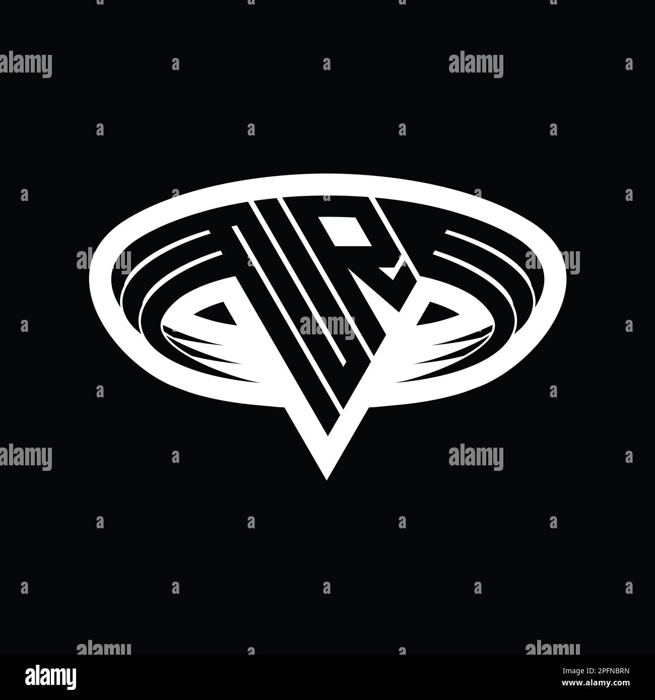 NR Logo monogram letter with triangle shape slice isolated outline ...